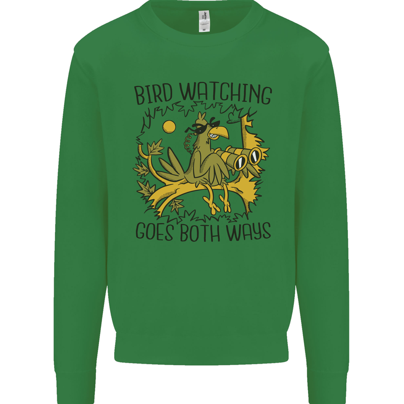 Bird Watching Goes Both Ways Funny Mens Sweatshirt Jumper Irish Green