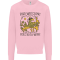 Bird Watching Goes Both Ways Funny Mens Sweatshirt Jumper Light Pink