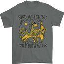 Bird Watching Goes Both Ways Funny Mens T-Shirt 100% Cotton Charcoal