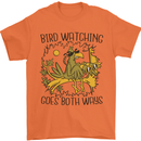 Bird Watching Goes Both Ways Funny Mens T-Shirt 100% Cotton Orange