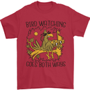 Bird Watching Goes Both Ways Funny Mens T-Shirt 100% Cotton Red