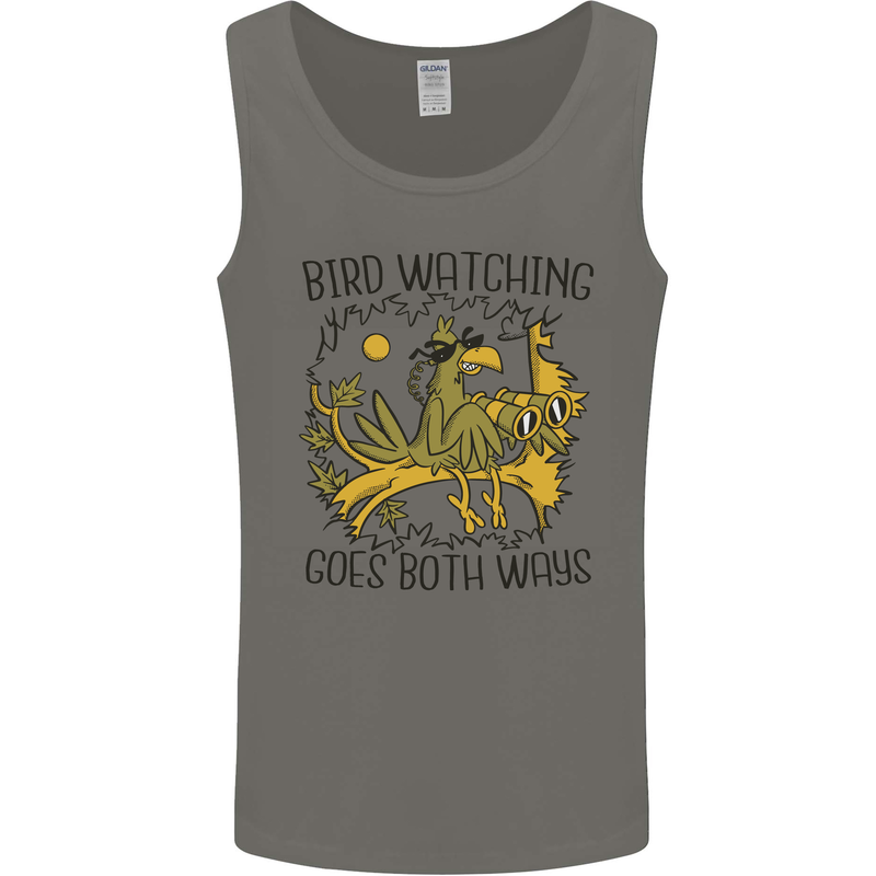 Bird Watching Goes Both Ways Funny Mens Vest Tank Top Charcoal