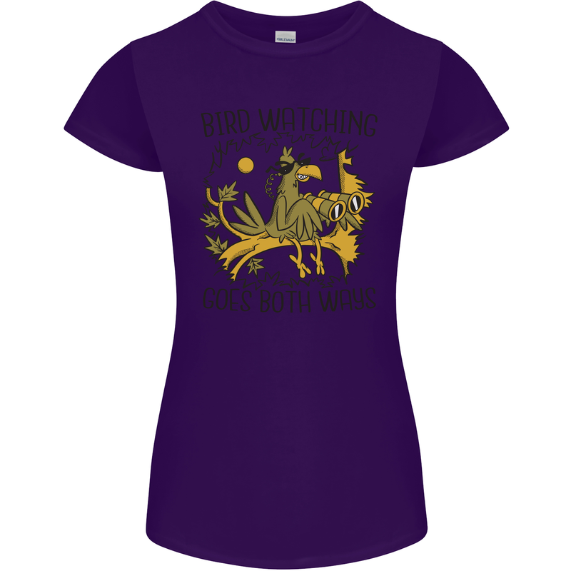 Bird Watching Goes Both Ways Funny Womens Petite Cut T-Shirt Purple