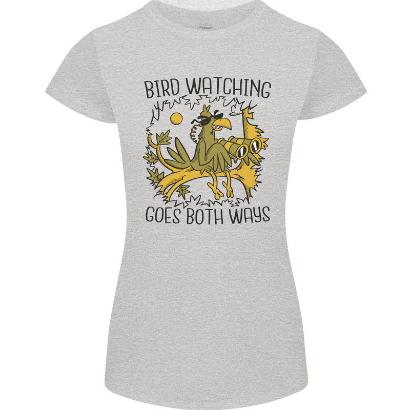 Bird Watching Goes Both Ways Funny Womens Petite Cut T-Shirt Sports Grey