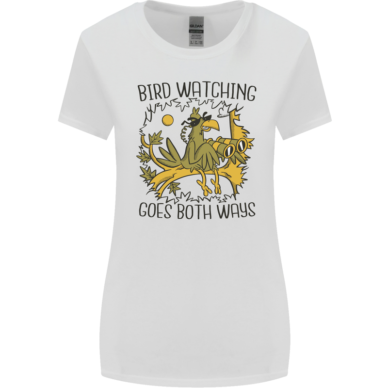 Bird Watching Goes Both Ways Funny Womens Wider Cut T-Shirt White