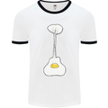 Funny Egg Guitar Acoustic Electric Bass Mens White Ringer T-Shirt White/Black