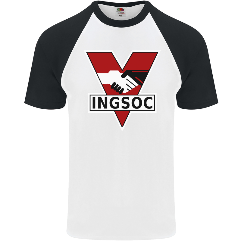 INGSOC George Orwell English Socialism 1994 Mens S/S Baseball T-Shirt White/Black