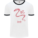 Chinese Zodiac Shengxiao Year of the Snake Mens White Ringer T-Shirt White/Black