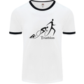 Triathlon Running Swimming Cycling Mens White Ringer T-Shirt White/Black