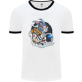 Space Bunny Funny Astronaut Space Rabbit Mens White Ringer T-Shirt White/Black