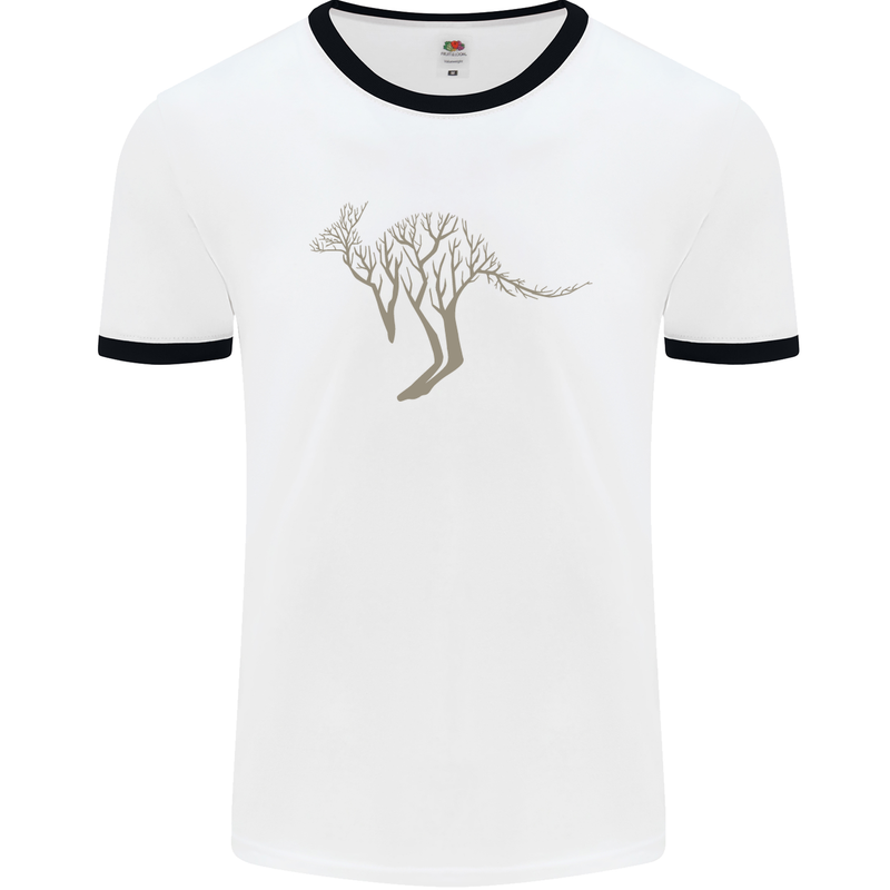 Kangaroo Ecology Mens White Ringer T-Shirt White/Black