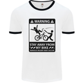 Stay Away From My Bike Cycling Cyclist Mens White Ringer T-Shirt White/Black