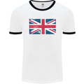 Distressed Union Jack Flag Great Britain Mens White Ringer T-Shirt White/Black