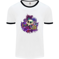 Magic Mushroom Skull LSD Hallucinogenic Mens Ringer T-Shirt White/Black