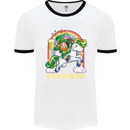 Lepricorn Funny St Patricks Day Leprechaun Mens White Ringer T-Shirt White/Black