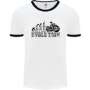 Evolution of Motorcycle Motorbike Biker Mens White Ringer T-Shirt White/Black