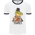 TeaRex Funny T-Rex Dinosaur Tea Drinker Mens White Ringer T-Shirt White/Black