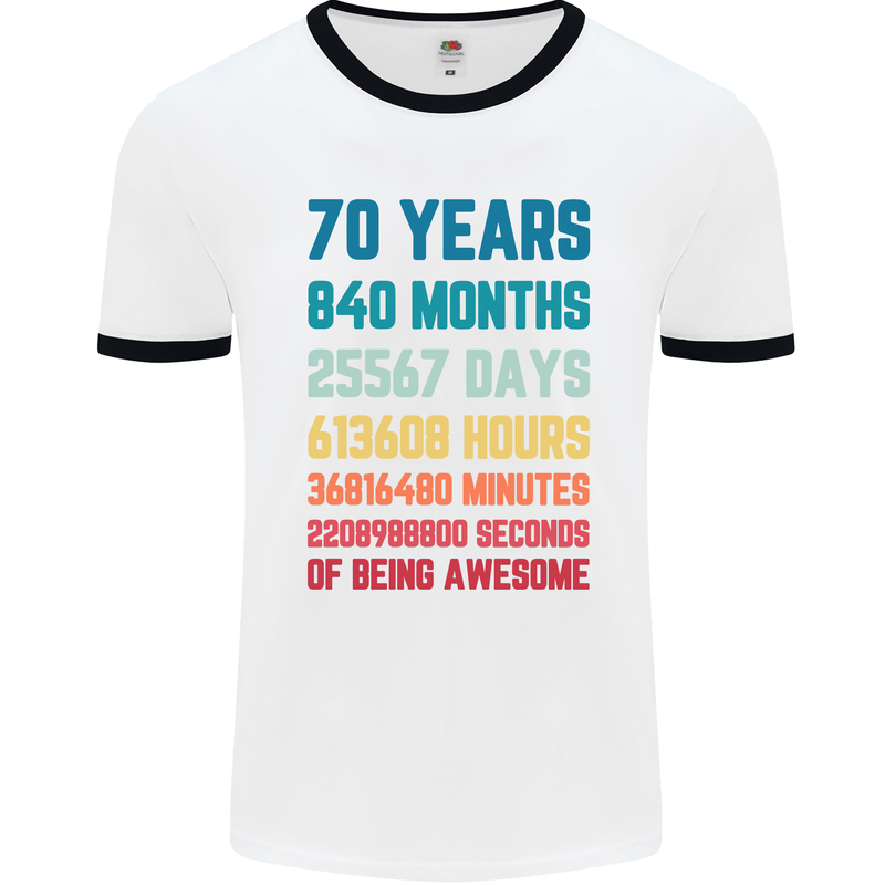 70th Birthday 70 Year Old Mens Ringer T-Shirt White/Black