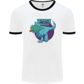 T-Rex Ruining Christmas Wreck the Halls Mens White Ringer T-Shirt White/Black