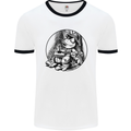 A Chilled Frog Playing the Guitar Guitarist Mens White Ringer T-Shirt White/Black