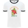 Psychedelic Roots Magic Mushrooms LSD Hippy Mens Ringer T-Shirt White/Black