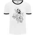 Zombie Cheer Skull Halloween Alcohol Beer Mens Ringer T-Shirt White/Black