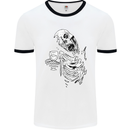 Zombie Cheer Skull Halloween Alcohol Beer Mens Ringer T-Shirt White/Black