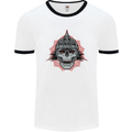 Pickelhaube Skull Prussian Helmet Biker Mens White Ringer T-Shirt White/Black