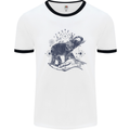 Sacral Style Elephant Meditation Tattoo Art Mens White Ringer T-Shirt White/Black