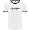 4X4 Heart Beat Pulse Off Road Roading Mens White Ringer T-Shirt White/Black