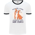 Sleeping With Her Corgi Funny Mens White Ringer T-Shirt White/Black