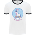 Christmas Unicorn Snow Globe Mens White Ringer T-Shirt White/Black