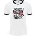 Come on Dude Let's Rock Trainers Mens White Ringer T-Shirt White/Black