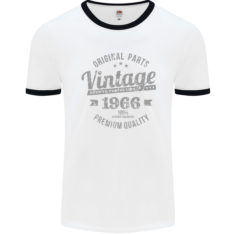 Vintage Year 57th Birthday 1966 Mens Ringer T-Shirt White/Black