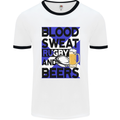 Blood Sweat Rugby and Beers Scotland Funny Mens White Ringer T-Shirt White/Black