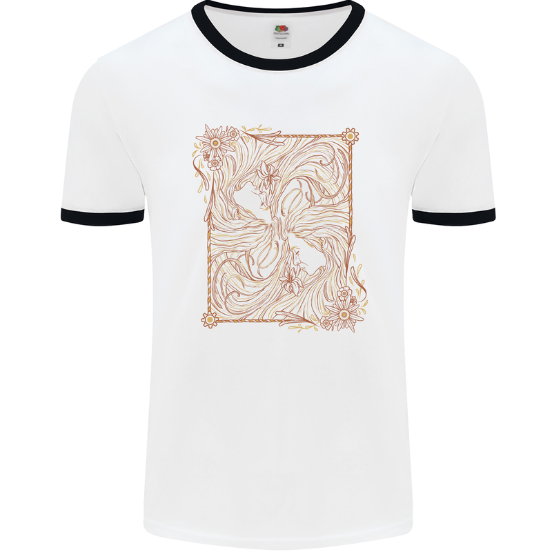 Gemini Faces Star Sign Astrological Zodiac Mens Ringer T-Shirt White/Black