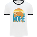 Sloth Nope Not Today Funny Lazy Mens White Ringer T-Shirt White/Black