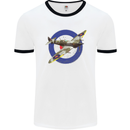 Spitfire MOD RAF WWII Fighter Plane British Mens White Ringer T-Shirt White/Black