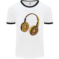 Donut Headphones Music DJ DJing Funny Mens White Ringer T-Shirt White/Black