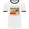 Best Cat Dad Ever Funny Father's Day Mens White Ringer T-Shirt White/Black