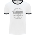 Vintage Year 33rd Birthday 1990 Mens Ringer T-Shirt White/Black