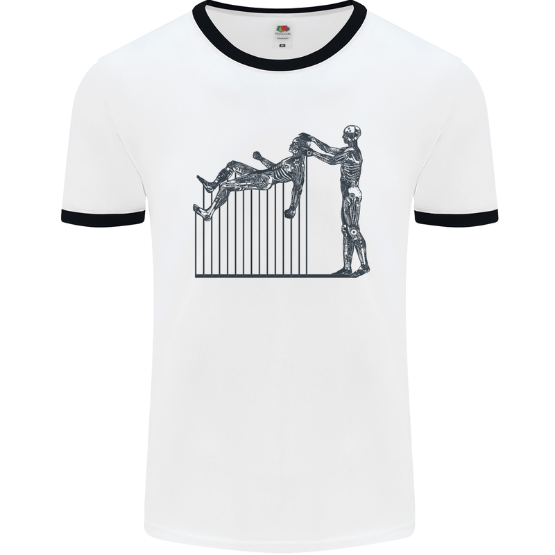 Robot Maintenance AI Futuristic SC-FI Mens White Ringer T-Shirt White/Black