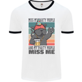 Funny Cat Miss My Party People Alcohol Beer Mens White Ringer T-Shirt White/Black