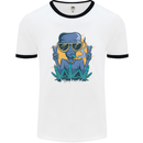 An Alien Smoking Weed Funny Drug Culture Mens White Ringer T-Shirt White/Black