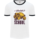 I Crushed 100 Days of School Monster Truck Mens White Ringer T-Shirt White/Black