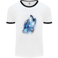 A Watercolour Wolf Mens White Ringer T-Shirt White/Black