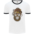 Steampunk Skull Mens White Ringer T-Shirt White/Black