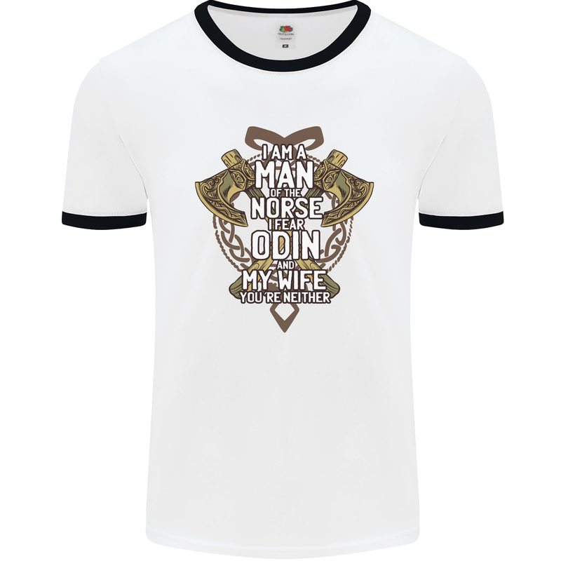 Funny Viking Wife Quote Wedding Anniversary Mens Ringer T-Shirt White/Black