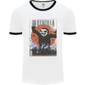 Slothzilla Funny Sloth Parody Mens Ringer T-Shirt White/Black