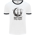 Nature Is My Religion Halloween Witch Mens White Ringer T-Shirt White/Black